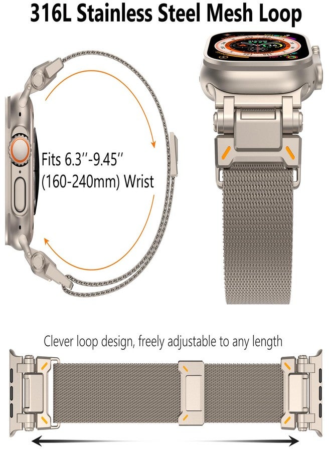 WINGLE Milanese Loop for Apple Watch Band Ultra 3/2/1 Band 49mm Series 11 10 46mm 45mm 44mm 42mm SE 3/2/1 9 8 7 6 5 4 3 Men, Magnetic Mesh Stainless Steel Metal Connector iWatch Strap, Titanium - Image 5
