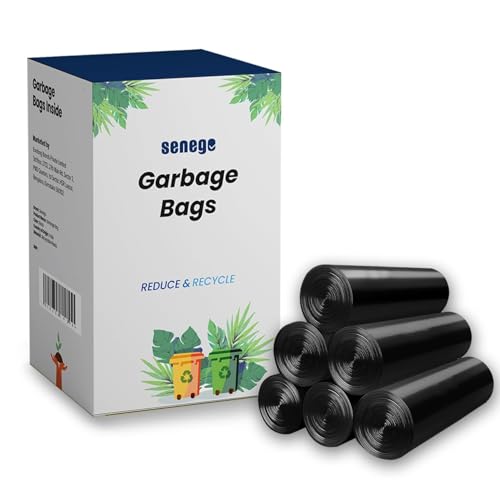 Senego by Trendy Home Garbage Bags for Dustbin (Pack of 6, Small, 180 Count, 17 x 19 Inches) for Dry & Wet Waste, Dustbin Trash Bags, Garbage Bag for Trash Cans, 30 Bags Per Roll (Black) - Image 1