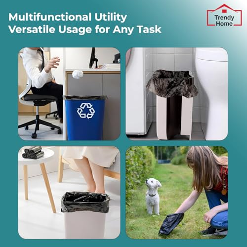 Senego by Trendy Home Garbage Bags for Dustbin (Pack of 6, Small, 180 Count, 17 x 19 Inches) for Dry & Wet Waste, Dustbin Trash Bags, Garbage Bag for Trash Cans, 30 Bags Per Roll (Black) - Image 3