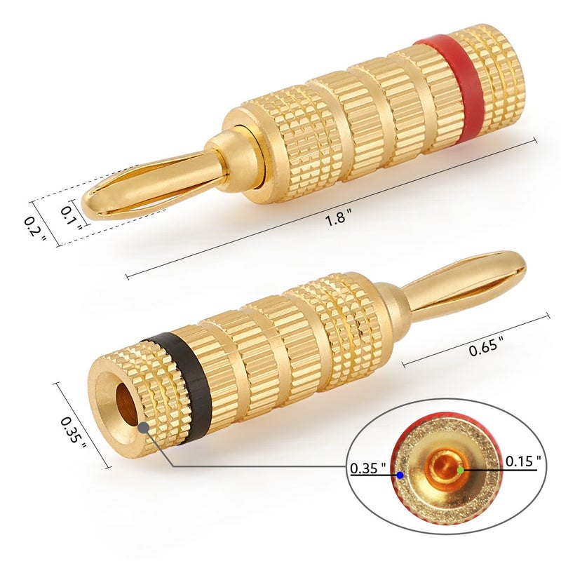 WGGE موصلات مكبر الصوت WGGE WG-3333 المطلية بالذهب عيار 24 نوع برغي مغلق (12 زوج (24 موصل)) - Image 3