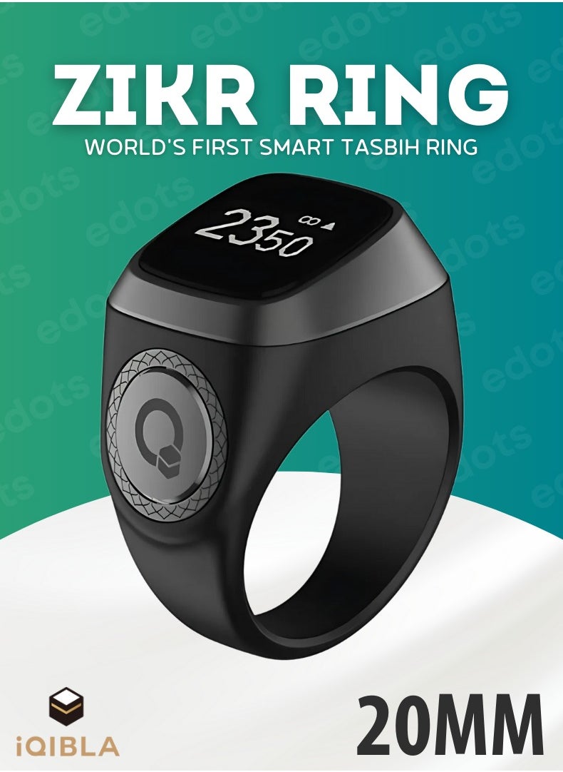 Smart Zikr Ring | 20 MM Prayer Counter, Tasbih Counter & Muslim Prayer Time Reminder | Waterproof Wearable Technology | Black and Gray - pzsku/Z9DD86A2CAE6DF41D62B6Z/45/_/1733344880/e2f69cc3-fdce-4dd8-8a14-d3e8260ed65f