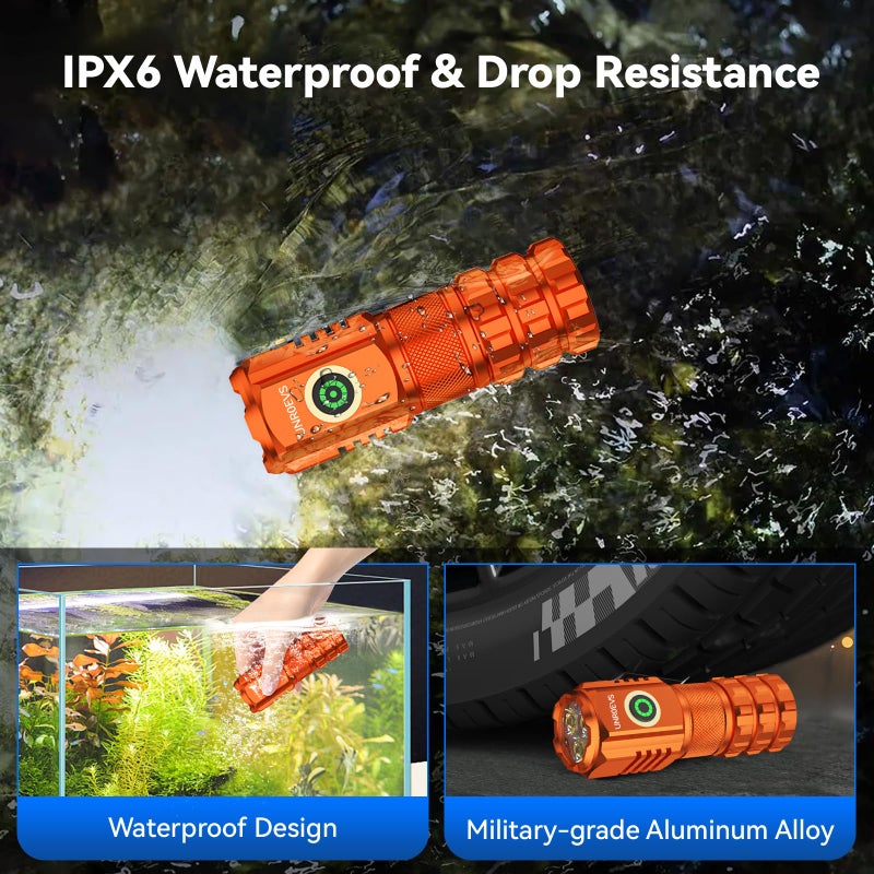 UNROEVS XC06 Mini Flashlight Rechargeable,Pocket Flashlight with Magnet,Super Bright Small Compact Flashlight,5 Modes EDC Flashlight for Camping,Emergency. (1, Orange) - Image 5