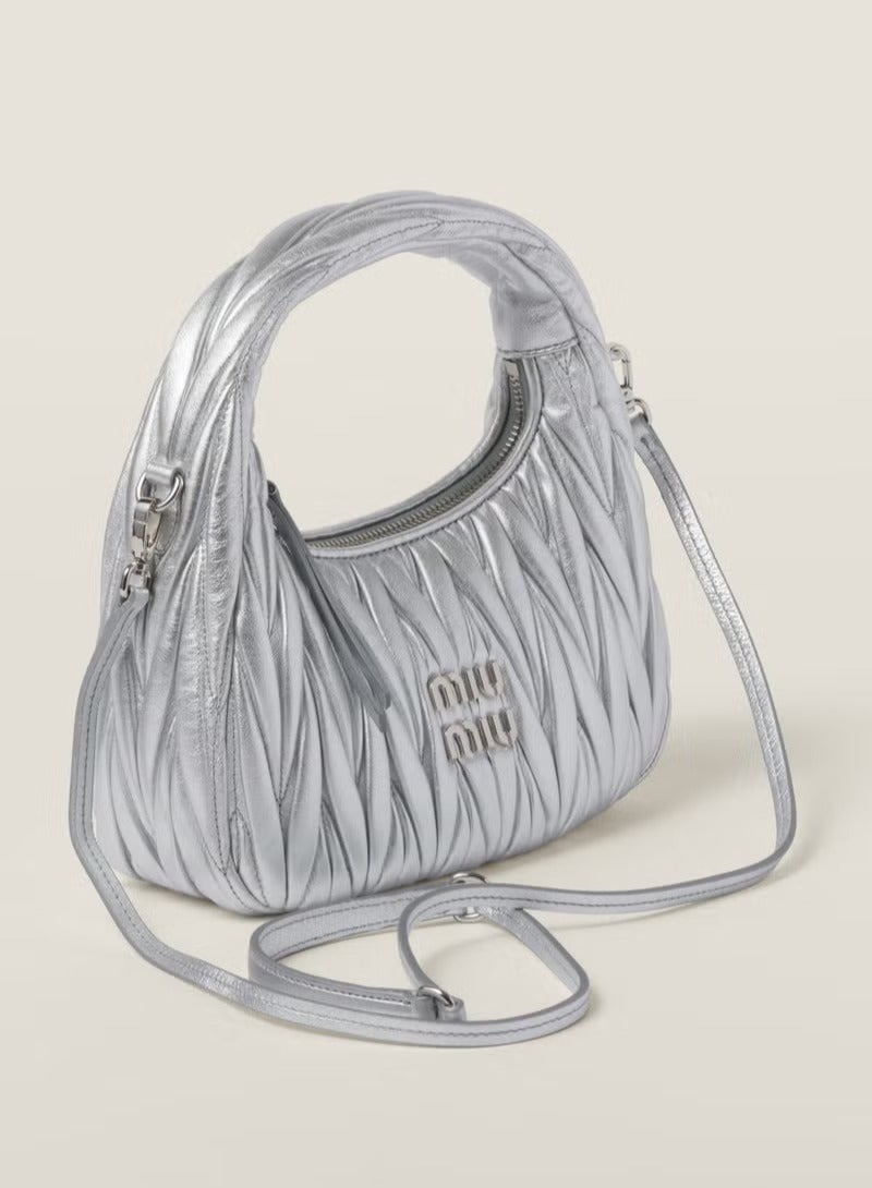 Miu Miu MIU Wander Matelasse Nappa Sheepskin Hobo Mini Women's Handbag, Half Moon Bag, Women's Crossbody Bag  - Image 2