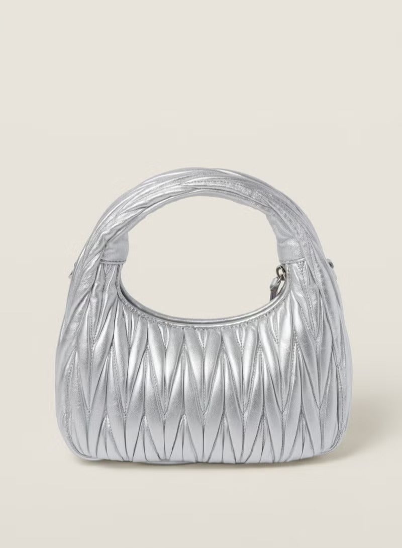 Miu Miu MIU Wander Matelasse Nappa Sheepskin Hobo Mini Women's Handbag, Half Moon Bag, Women's Crossbody Bag  - Image 3