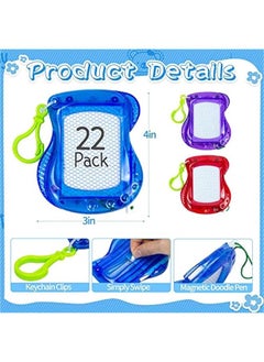 Generic 22 Pack Mini Magnetic Drawing Board(6 Colors), Kids Party Favors Backpack Keychain Doodle Drawing Boards, Erasable Sketch and Board Writing Pad for Boys Girls Classroom Supplies Goodie Bag Fillers  - Image 2