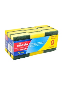9-Piece Tip Top Sponge Set Yellow and Green 9.4 x 9.6 x 21.2 cm V093