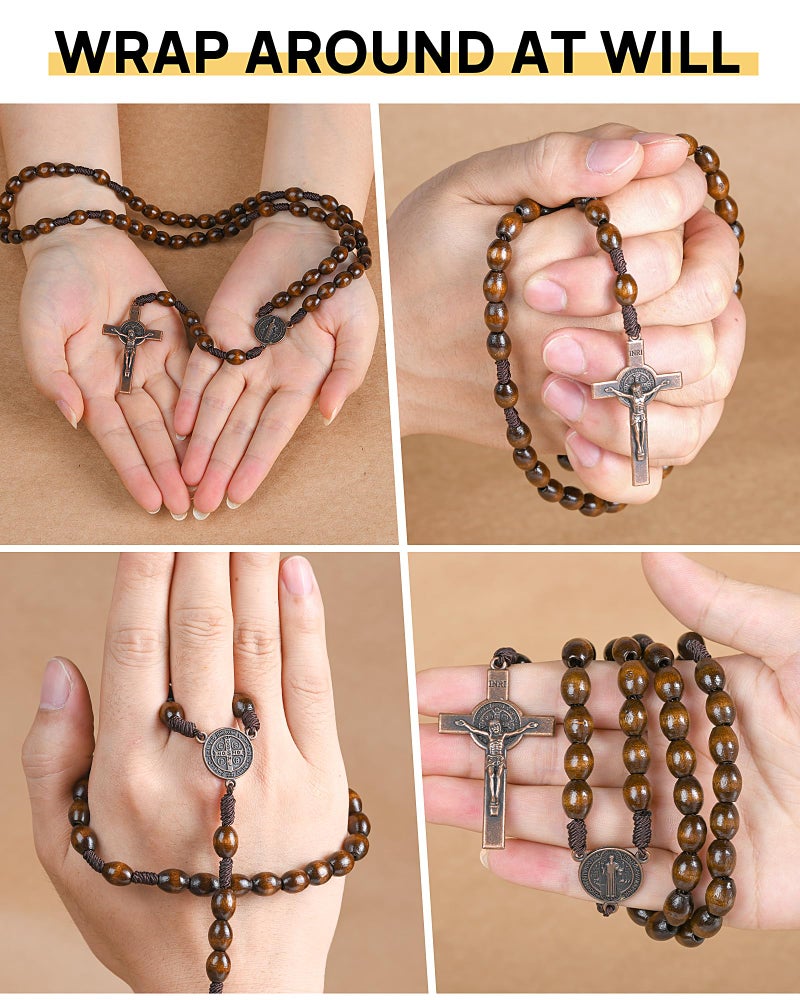 JUXINGDAZYF Rosary Beads Handmade Wooden Rosarios Catolicos Metal Cross For Catholic Or Christian Giftï¼ˆWoven Coffee Colorï¼‰ - Image 4