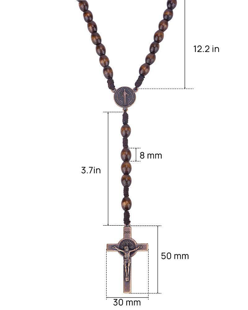 JUXINGDAZYF Rosary Beads Handmade Wooden Rosarios Catolicos Metal Cross For Catholic Or Christian Giftï¼ˆWoven Coffee Colorï¼‰ - Image 2