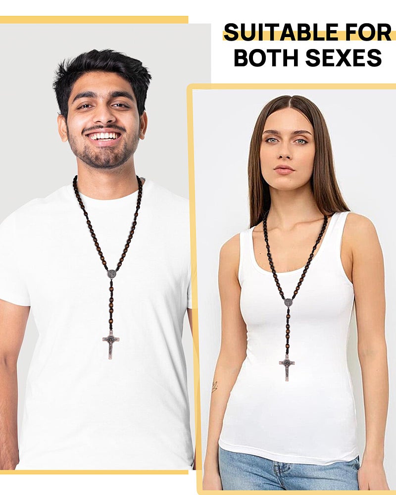 JUXINGDAZYF Rosary Beads Handmade Wooden Rosarios Catolicos Metal Cross For Catholic Or Christian Giftï¼ˆWoven Coffee Colorï¼‰ - Image 5