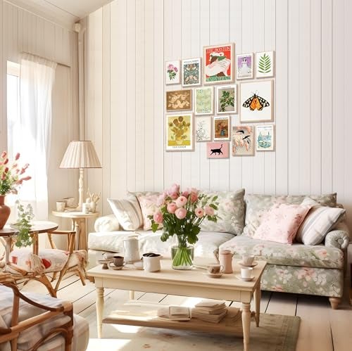 LANCHI95 15PCS Vintage Wall Art Prints, Eclectic Wall Prints for Bedroom, Cottagecore Dorm Home Decor, Aesthetic Floral Nature Art Prints - UNFRAMED (Eclectic 14) - Image 4