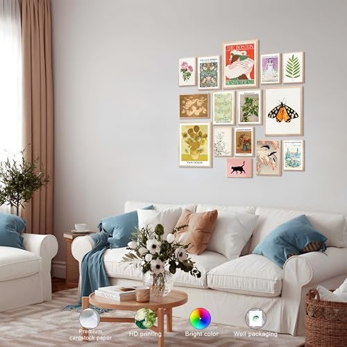 LANCHI95 15PCS Vintage Wall Art Prints, Eclectic Wall Prints for Bedroom, Cottagecore Dorm Home Decor, Aesthetic Floral Nature Art Prints - UNFRAMED (Eclectic 14) - Image 5
