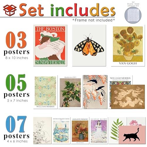 LANCHI95 15PCS Vintage Wall Art Prints, Eclectic Wall Prints for Bedroom, Cottagecore Dorm Home Decor, Aesthetic Floral Nature Art Prints - UNFRAMED (Eclectic 14) - Image 2