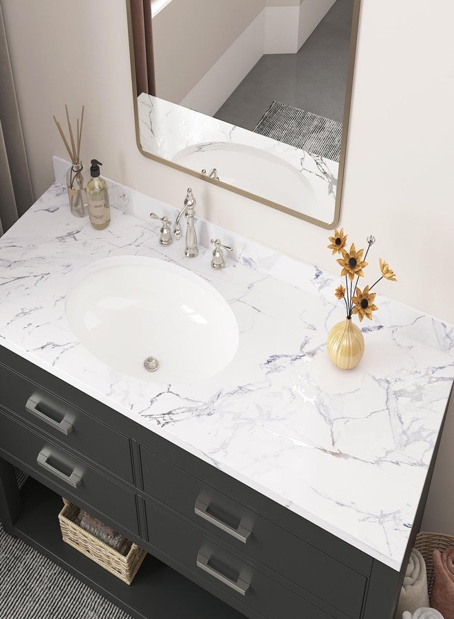 Decotalk 30"x120" White Marble Countertop Contact Paper for Countertops Silver Marble Contact Paper Peel and Stick Countertops Vinyl Wrap White Kitchen Counter Top Waterproof Removable Wallpaper Matte - Image 3