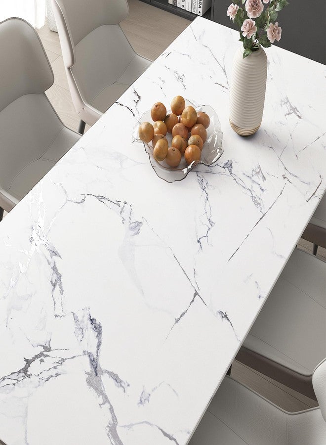Decotalk 30"x120" White Marble Countertop Contact Paper for Countertops Silver Marble Contact Paper Peel and Stick Countertops Vinyl Wrap White Kitchen Counter Top Waterproof Removable Wallpaper Matte - Image 4