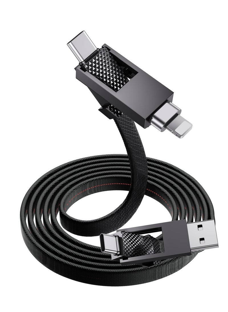 Excefore - 4 in 1 Charging Cable, USB A to USB C to Lightning Cable 4ft, 60W Fast Charging & Data Transfer, Travel Charger for Multiple Devices, All in One Multi Charger Cord for iPhone 15 Pro Max iPad - Image 1