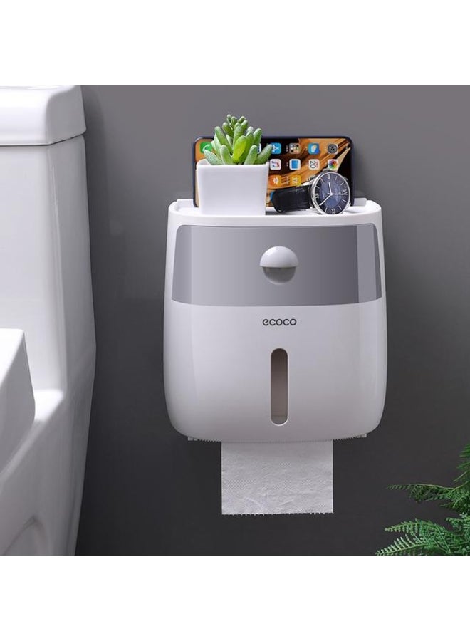 WIKHOSTAR Bathroom Tissue Holder Wall Mounted Toilet Paper Box Waterproof Roll paper Storage Rack Double Layer Organizer Shelf With Drawer