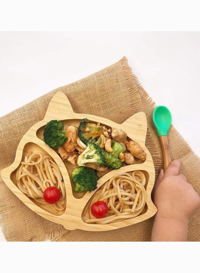 Baby Toddler Dinner Plates - Portable Non Slip Toddler Suction Plate, Stay Put Feeding Plate, Natural Bamboo Toddler Plates - Image 2