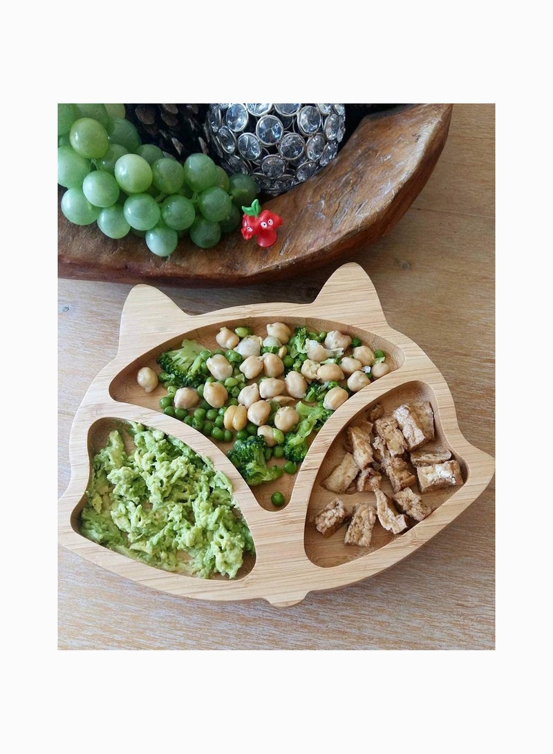 Baby Toddler Dinner Plates - Portable Non Slip Toddler Suction Plate, Stay Put Feeding Plate, Natural Bamboo Toddler Plates - Image 4