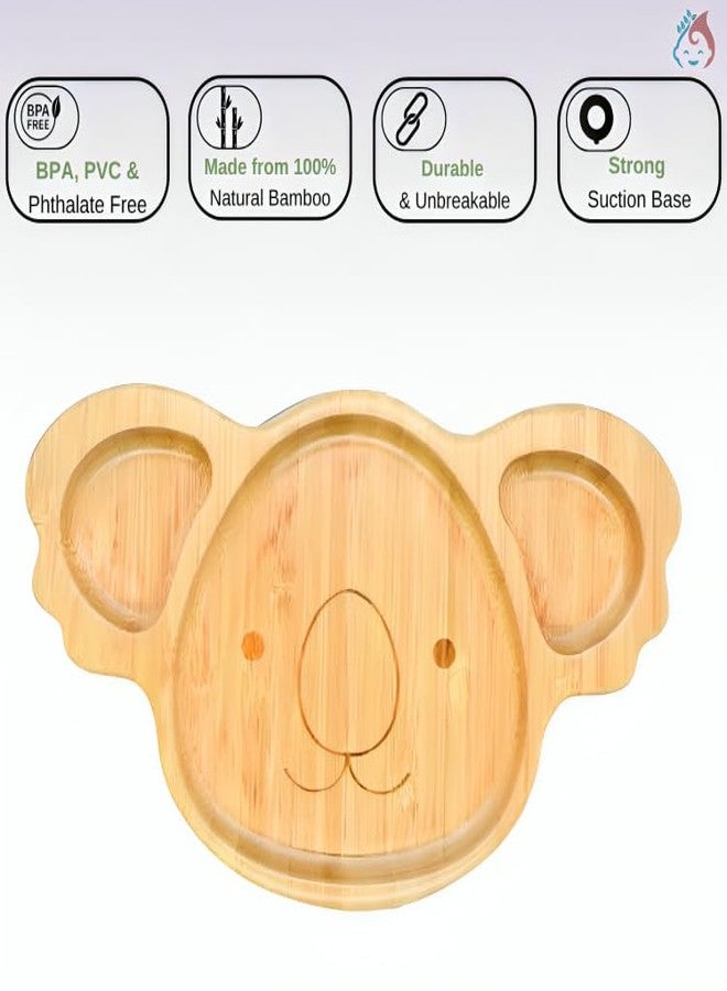 Babylief™ Bamboo Dining Plate, Animal Shaped Divided Plates with Suction Base (Animal Print (Koala)) - Image 4