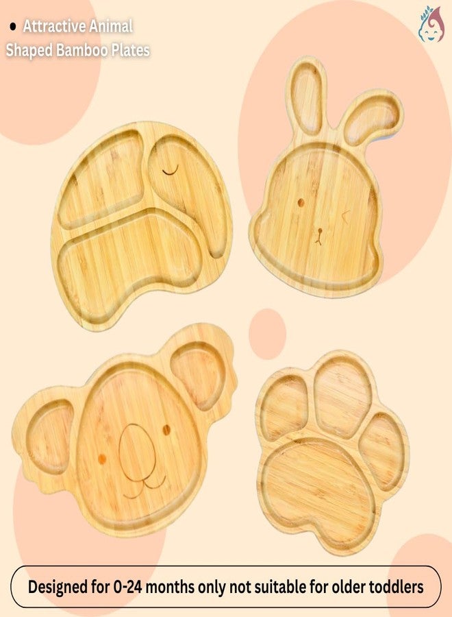 Babylief™ Bamboo Dining Plate, Animal Shaped Divided Plates with Suction Base (Animal Print (Koala)) - Image 5