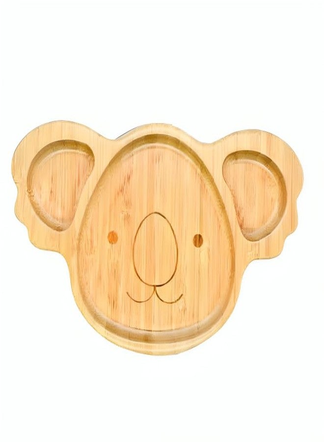 Babylief™ Bamboo Dining Plate, Animal Shaped Divided Plates with Suction Base (Animal Print (Koala)) - Image 1
