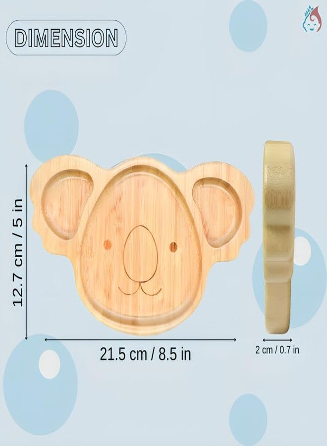 Babylief™ Bamboo Dining Plate, Animal Shaped Divided Plates with Suction Base (Animal Print (Koala)) - Image 3
