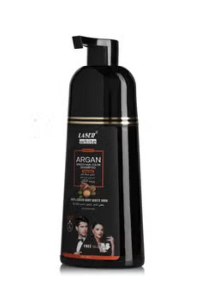 LASER WHITE Shampoo With Argan Oil Fast Coloring And Covering Gray Hair Natural Black 420ml  - Image 4