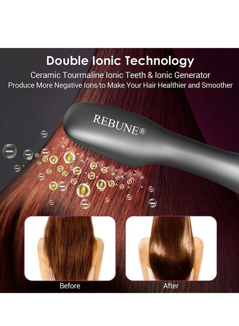 ELTRAZONE 3 in 1 Hair Dryer Brush & Straightener Brush, Professional 1200W Powerful Ceramic Tourmaline Ionic Hot Air Brush, 3 Heat/2 Speed Settings One-Step Hair Dryer and Styler for All Hair Types - Image 4