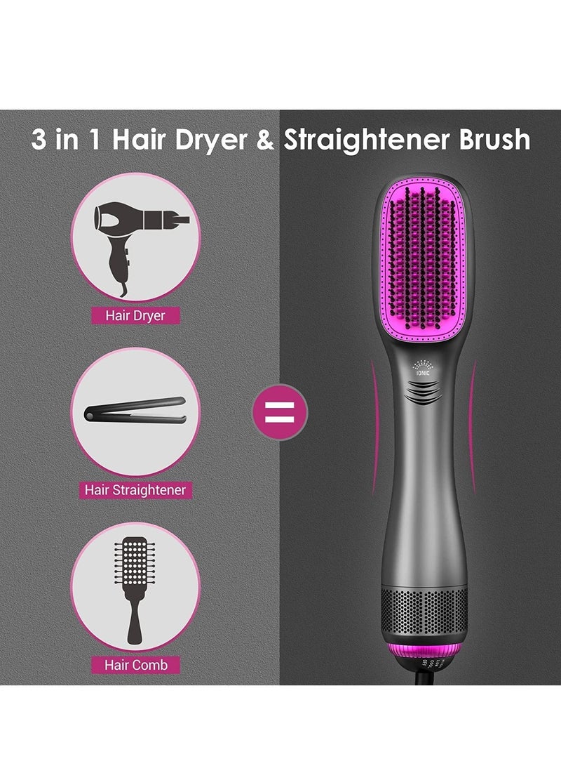 ELTRAZONE 3 in 1 Hair Dryer Brush & Straightener Brush, Professional 1200W Powerful Ceramic Tourmaline Ionic Hot Air Brush, 3 Heat/2 Speed Settings One-Step Hair Dryer and Styler for All Hair Types - Image 3