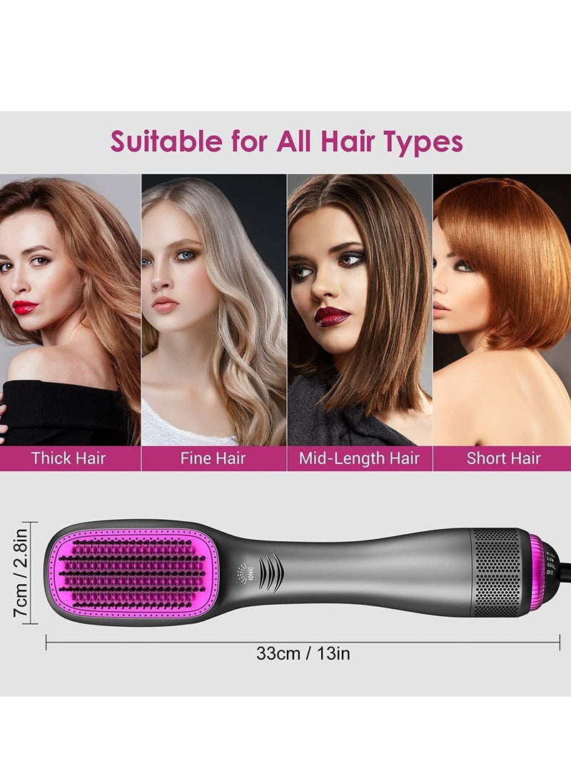 ELTRAZONE 3 in 1 Hair Dryer Brush & Straightener Brush, Professional 1200W Powerful Ceramic Tourmaline Ionic Hot Air Brush, 3 Heat/2 Speed Settings One-Step Hair Dryer and Styler for All Hair Types - Image 2