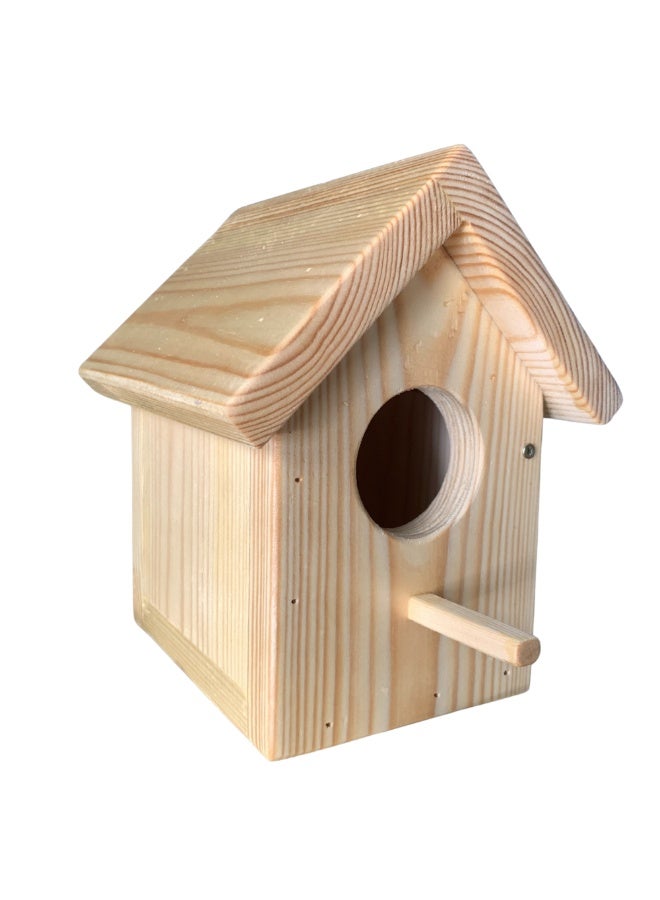 بيت عصافير خشبي طبيعي – منزل عش خشبي للحدائق والبلكونات، قابل للتعليق، مناسب للعصافير الصغيرة - Image 2