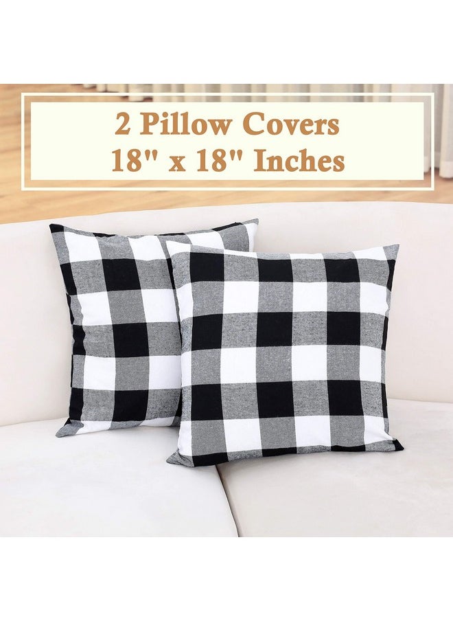 BETTERLINE BETTERLINE Buffalo Check Plaid Set of Table Runner and 2 Throw Pillow Covers - Plaid Pattern Checkers - 72 Inch x 14 Inch Runner and 18 Inch x 18 Inch Pillow Cover Case  - Image 4