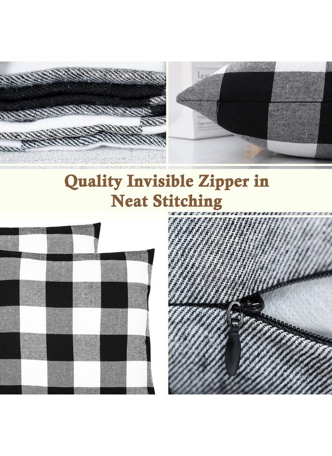 BETTERLINE BETTERLINE Buffalo Check Plaid Set of Table Runner and 2 Throw Pillow Covers - Plaid Pattern Checkers - 72 Inch x 14 Inch Runner and 18 Inch x 18 Inch Pillow Cover Case  - Image 3