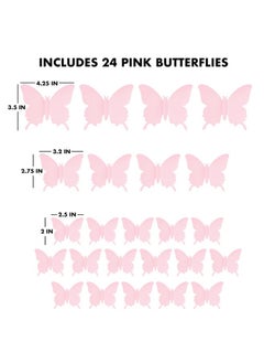 Cute Pink Butterfly Wall Decor 24 Pcs Girls Room Wall Decals Danish Pastel Aesthetic Butterflies Stickers For Nursery Decorations Baby Toddler Room Decor For Girls - pzsku/Z9DD8EC6703F843445469Z/45/_/1697460242/d4229a1f-fc44-4e26-9c14-4110c79e193d