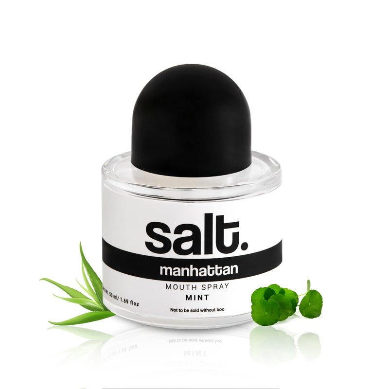 Salt. Oral Care Manhattan Mouth Freshener Spray | Natural Tissue Hydration & Fresh Breath | With Aloe Leaf & Gotu Kola Extracts | Mint Flavor | pH Regulation of Mouth | 50ml - Image 1