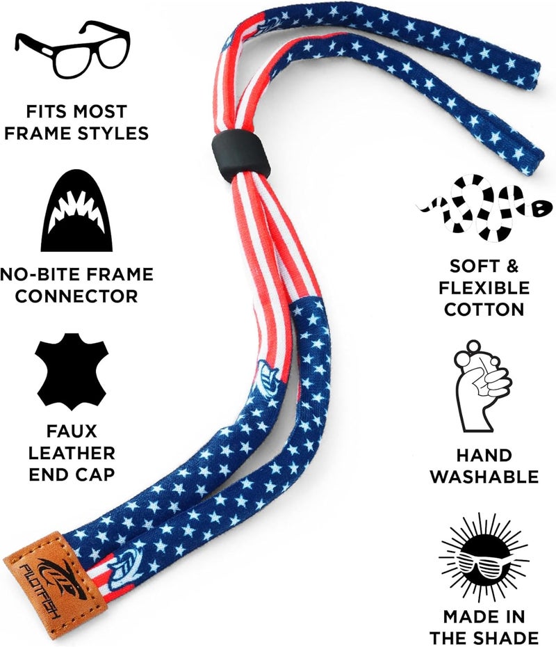 Pilotfish Premium Cotton Eyewear Retainer Sunglass Strap - Multiple Design Options - Soft & Durable Sunglass Holder - Image 2