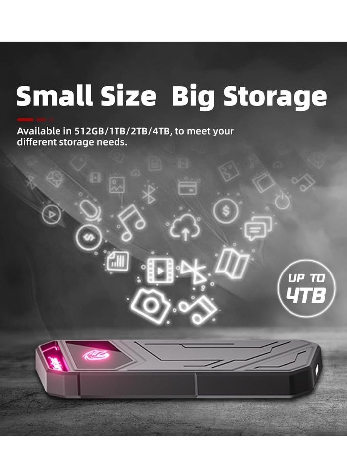 Z5 1TB Portable External SSD with RGB Light - up to 2100MB/s, Zinc Alloy Case, USB 3.2 Gen2x2 Interface, Extreme Solid State Hard Drives, Compatible with Mobile Phone/PS5/Laptop/TV/PC