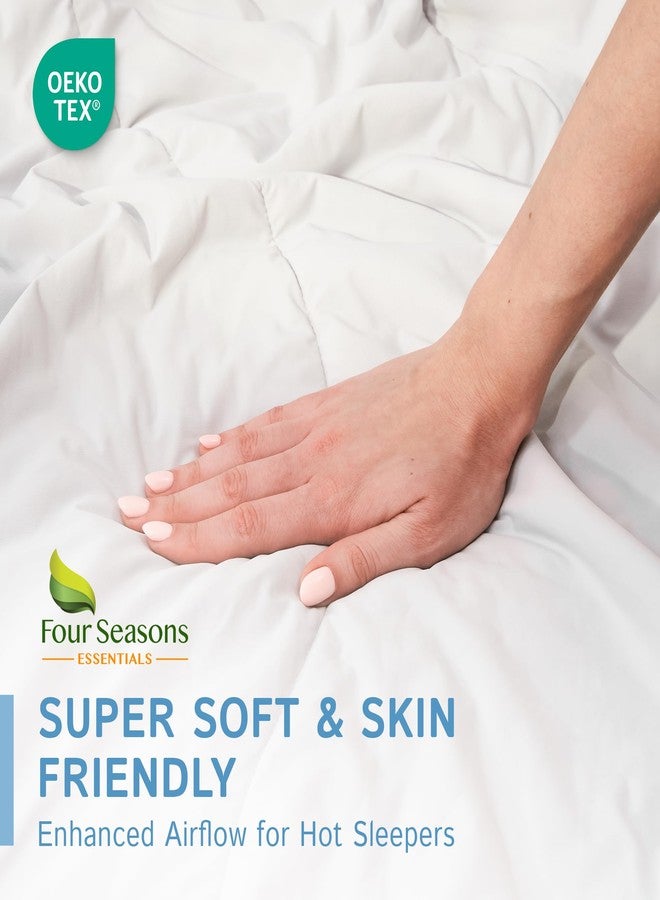 Four Seasons Essentials Cooling Comforter - Queen Size 90" x 90" - White - Image 5