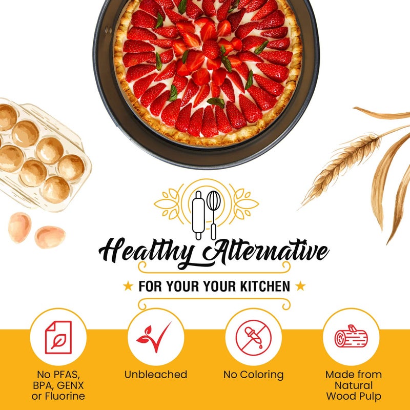 Baker's Signature [220 Liners] Heavy Duty 8 Inch Parchment Rounds Paper Baking Sheets | Precut Silicone Coated & Unbleached â€“ Will Not Curl or Burn â€“ Non-Toxic & Comes in Convenient Packaging - Image 3