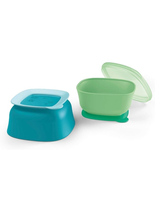 NUK NUK Suction Bowl and Lid, Assorted Colors, 2 Pack, 6+ Months  - Image 1