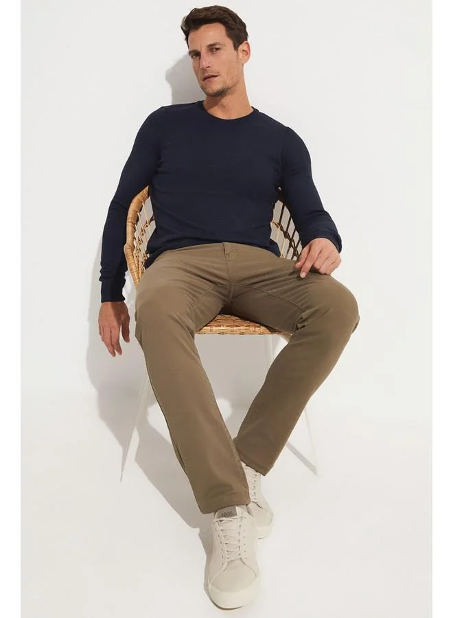 JUNE June Exclusive Men Regular Fit Five Pocket Chino Trousers Khaki