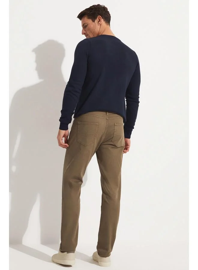JUNE June Exclusive Men Regular Fit Five Pocket Chino Trousers Khaki