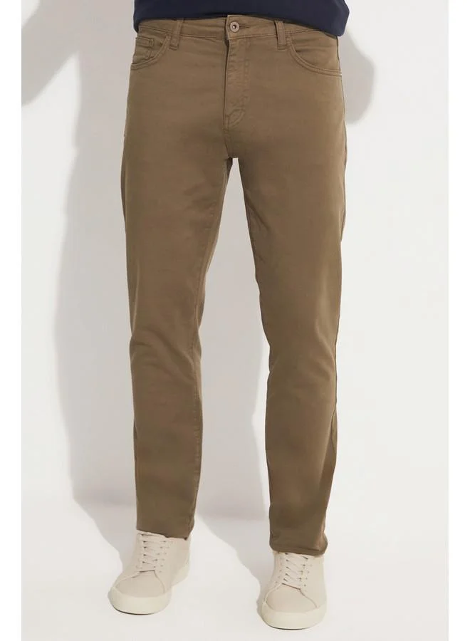 JUNE June Exclusive Men Regular Fit Five Pocket Chino Trousers Khaki
