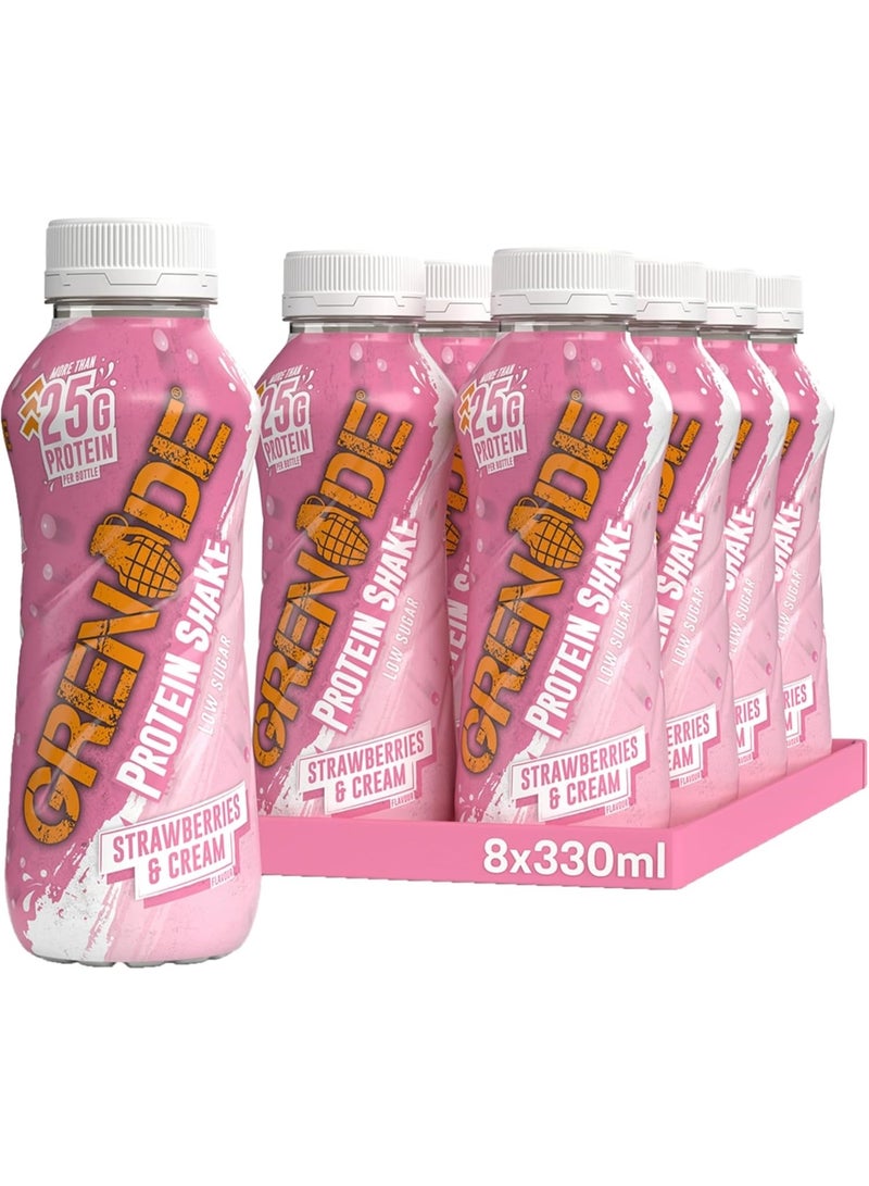 Grenade Protein Shake 330ml Strawberry And Cream Flavor Pack of 8 - Image 1