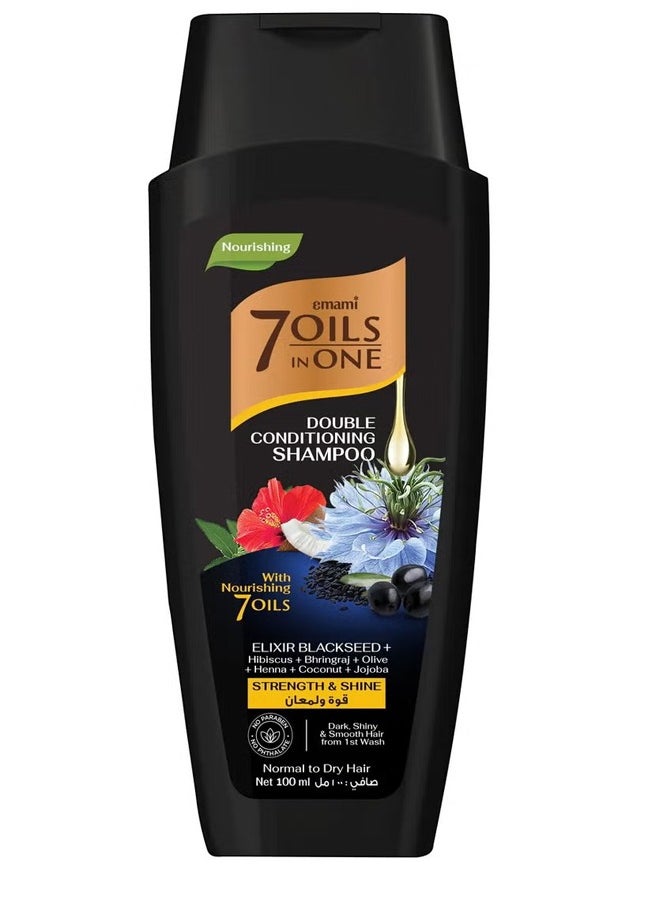 emami 7 Oils in One Double Conditioning Shampoo Elixir Blackseed 100ml  - Image 1