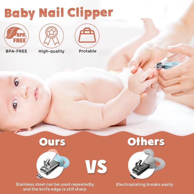 PapaBear Baby Nail Clippers Set with Cute Case, Infant Fingernail and Toenail File Kit for Newborn Manicure and Pedicure, New Mom Grooming Gift - Image 4