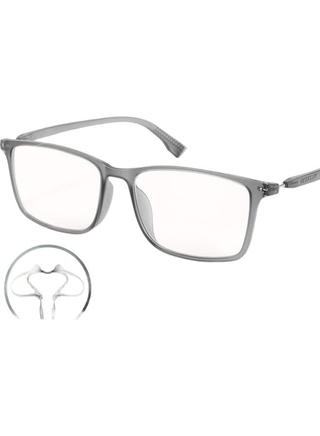 Sunset Red Reading Glasses For Men, Fashionable Ultra-Light High-Definition Anti-Blue Light Presbyopic Glasses For Women E9088G, Iron Gray 200 Degrees - Image 2