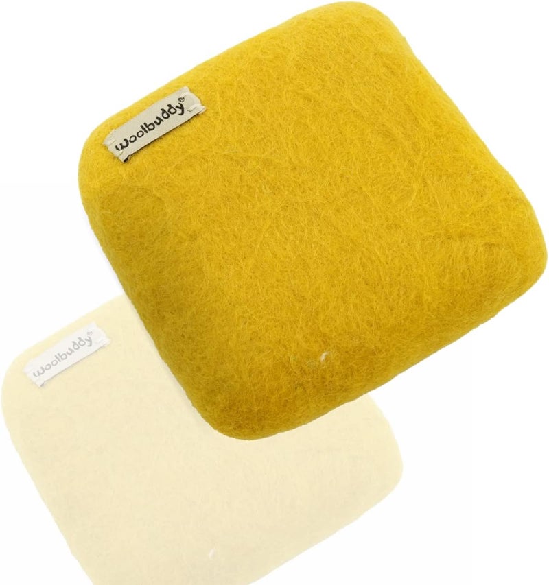 Woolbuddy Needle Felting Wool Mat – 6x6x1.5 Inch Pad for Felting Projects – Durable, Eco-Friendly Alternative to Foam Felting Pads – Ideal for Felting Supplies & Tools (Gold) - Image 2