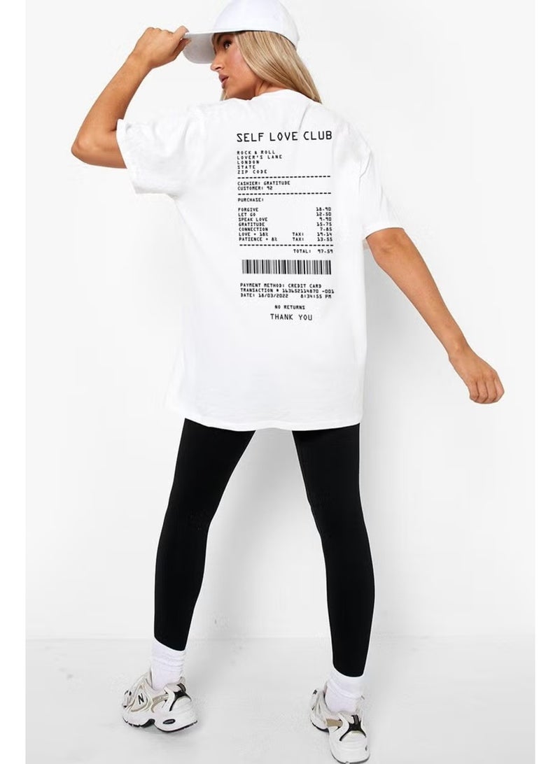 Rock&Roll Retail Love Plug White Short Sleeve Back Printed Women's Oversize T-Shirt - Image 3