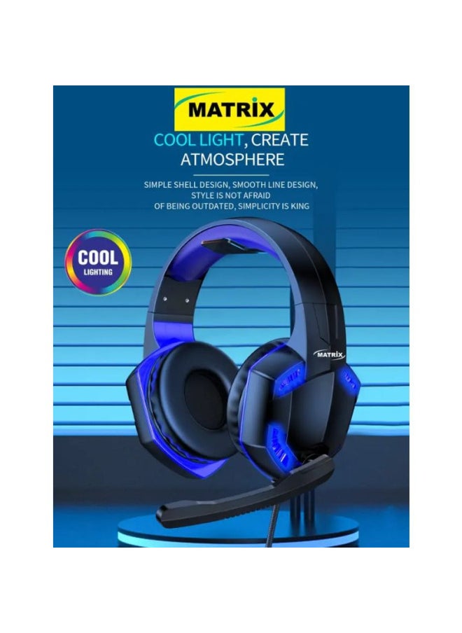 MATRIX Matrix Gaming Headsets with LED Light Effect - Black - M-730  - Image 2